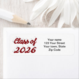 Etiqueta Clase de 2026 graduación en letra roja