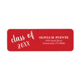 Etiqueta Clase De Dirección De Retorno De Graduación Roja