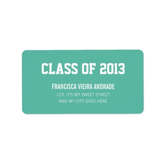 Etiqueta Clase de Graduación de Secundaria de 2013 Esmerald (Frente)