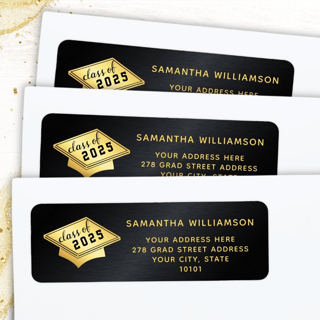 Etiqueta Clase de Graduación en Negro y Oro 2025 (Subido por el creador)