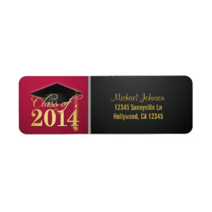 Etiqueta Clase elegante del rojo y del oro de 2014