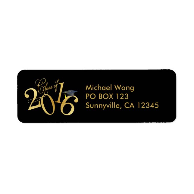 Etiqueta Clase Funky Gold de graduación 2016 (Frente)