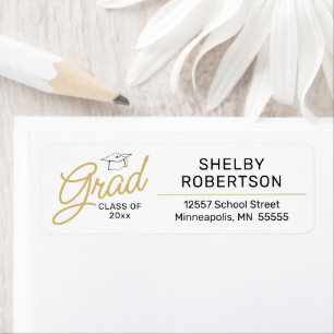 Etiqueta Clase Gold Script de Grad 2025