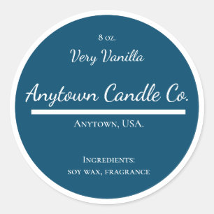 Etiqueta clásica de barra de velas azules y blanca