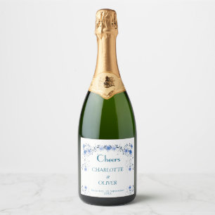 Etiqueta Clásica de Botella de Champán con Floral