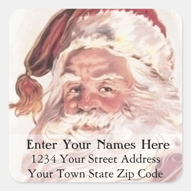 Etiqueta clásica de dirección navideña de Santa Vi (Anverso)