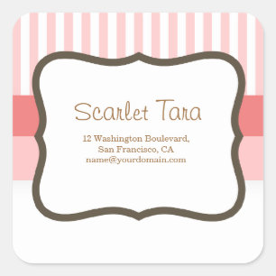 Etiqueta clásica de franjas rosadas