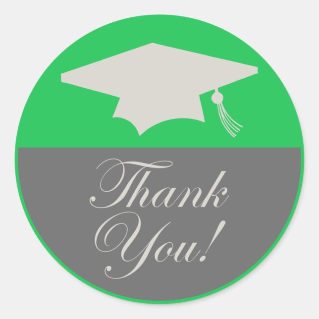 Etiqueta Clásica de Graduación Gracias (Verde) (Anverso)