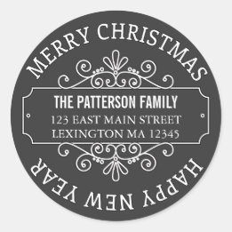 Etiqueta clásica de la Navidad de los cerezos