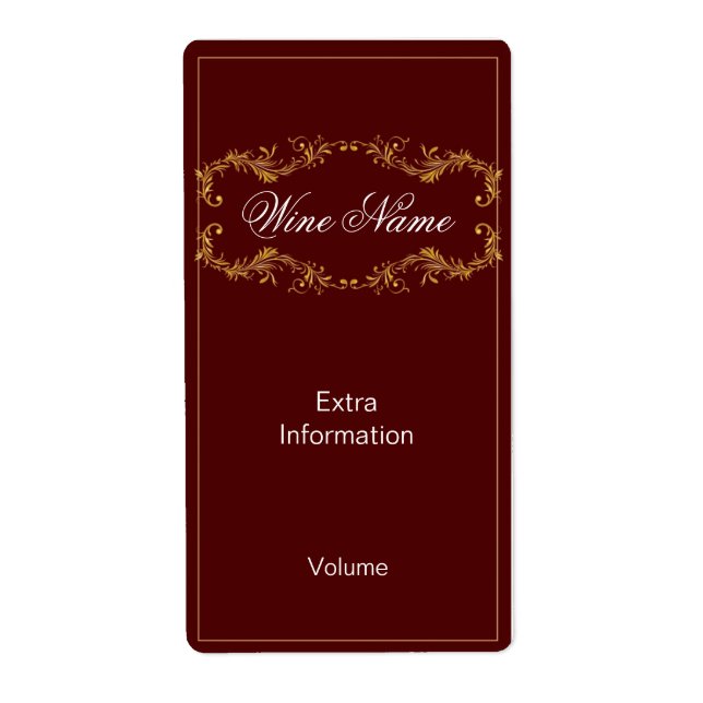 Etiqueta clásica de vino rojo (Frente)