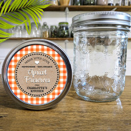Etiqueta clásica del Naranja Gingham Canning Jar