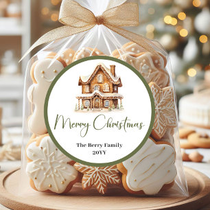 Etiqueta Clásica Terrosa de Navidad con Nombre de 