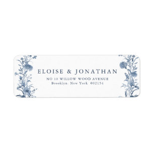 Etiqueta Clásico Boda Chic Jardín Francés Azul Victoriano