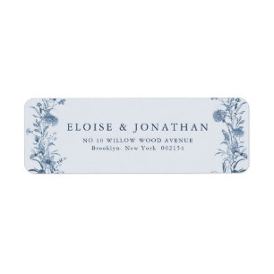 Etiqueta Clásico Boda Chic Jardín Francés Azul Victoriano