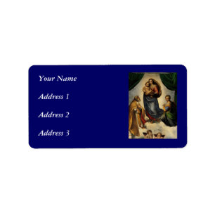 Etiqueta Clásico de Raphael "Sistine Madonna" (alrededor de