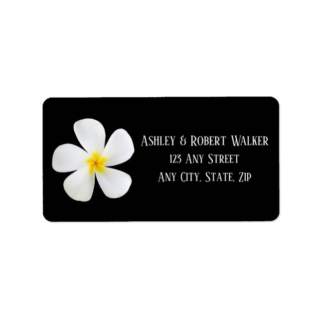 Etiqueta Clásico formal moderno, blanco sobre negro, Boda (Frente)