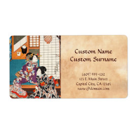 Etiqueta Clásico japonés vintage ukiyo-e geishas Utagawa