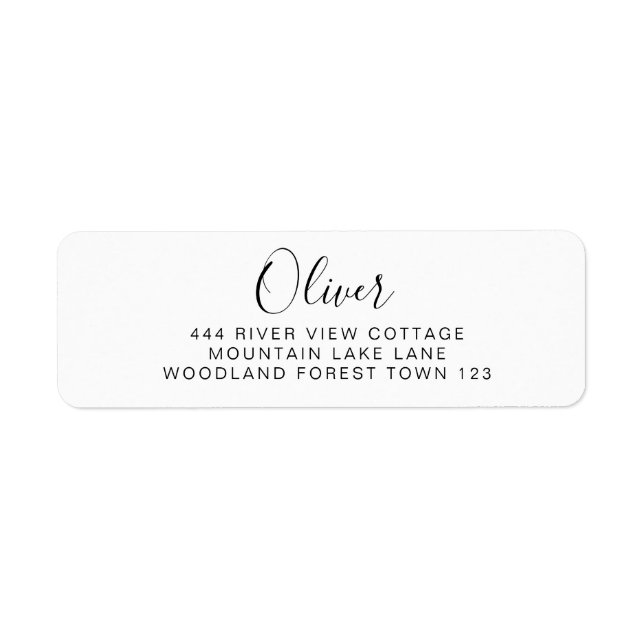 Etiqueta Clásico Negro Blanco Elegante Sencillo (Frente)