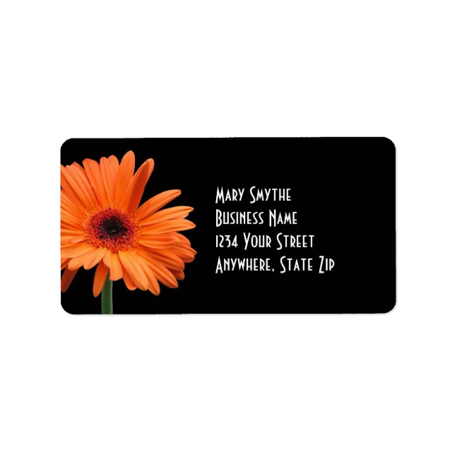 Etiqueta Clásico negro y Naranja Gerbera Daisy (Frente)