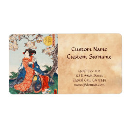 Etiqueta Clásico ukiyo-e vintage geisha japonesa Utagawa