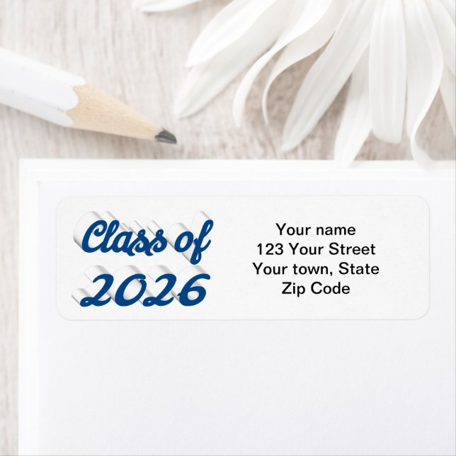 Etiqueta Class of 2025 blue script graduation (In situ)