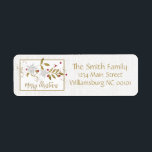 Etiqueta Classe White Merry Christmas Return Address<br><div class="desc">Esta etiqueta de dirección de retorno incluye poinsettias blancas y bayas rojas resaltadas con ramas blancas sobre un fondo de lino blanco. Un sinfín de purpurinas y brillo hacen de este una forma clásica de enviar tus tarjetas de vacaciones! Personalizar el mensaje y tu dirección y completa tu tema de...</div>