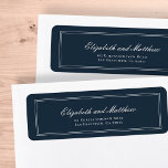 Etiqueta Classic and Simple Elegant Wedding Return Address<br><div class="desc">Composed of simple straight lined frames with classic cursive script and serif typography. These elements are simple,  timeless,  and classic.. 

This is designed by White Paper Birch Co. exclusive for Zazzle.

Available here:
http://www.zazzle.com/store/whitepaperbirch</div>
