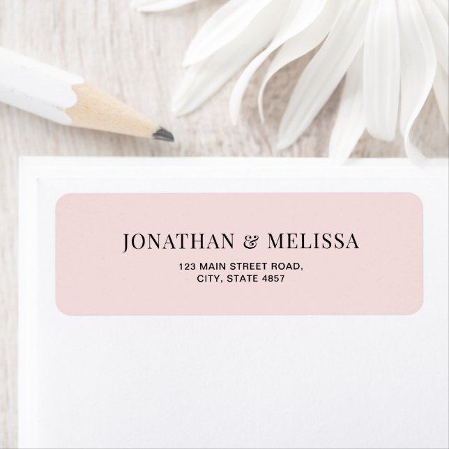 Etiqueta Classic Blush Pink Typography Wedding Address (In situ)