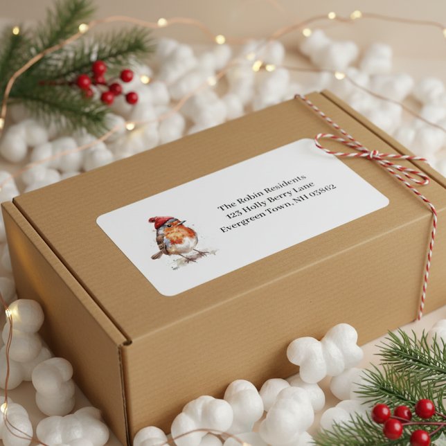 Etiqueta Classic Christmas Robin, custom  (Subido por el creador)