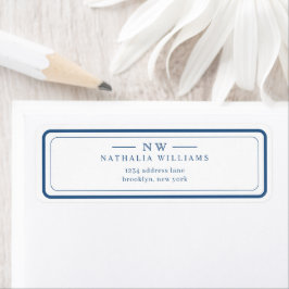 Etiqueta Classic Navy Blue Two Border Monogram Lined
