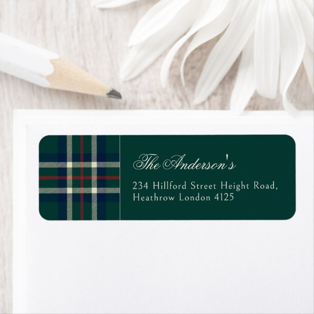 Etiqueta Classic Preppy Tartan Plaid Christmas  (In situ)