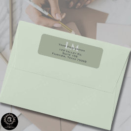 Etiqueta Classic Sage Green Monogram Branding Address 