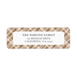 Etiqueta Classic Tan Brown Tartan Plaid Farmhouse Family