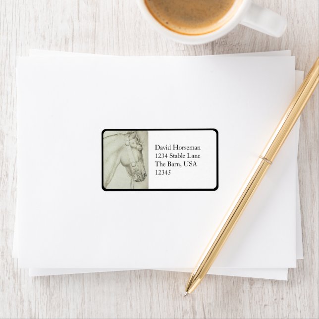 Etiqueta Classical Horse Head – Renaissance Pencil Drawing (In situ)