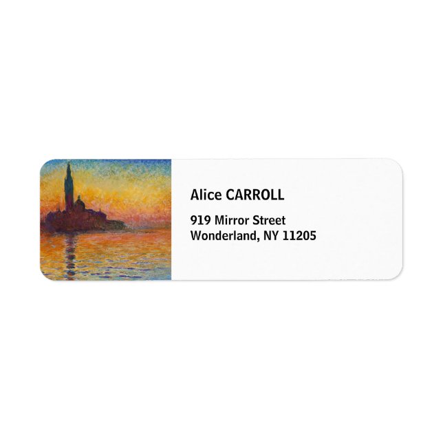 Etiqueta Claude Monet - San Giorgio Maggiore en Dusk (Frente)