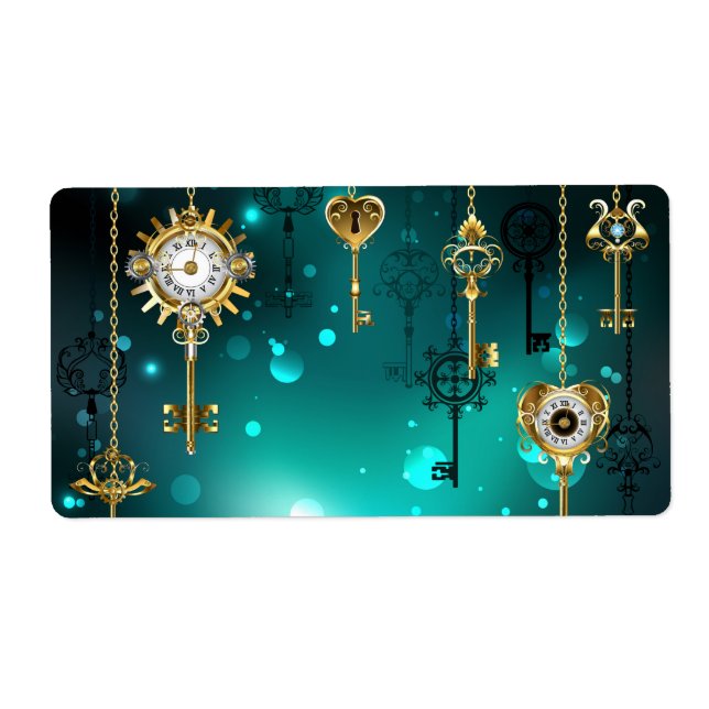 Etiqueta Claves de esqueleto antiguas sobre fondo verde (Frente)