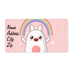 Etiqueta Clísico arcoiris de Kawaii