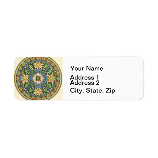 Etiqueta Cloisonne China Patter Asia Oriental (Frente)