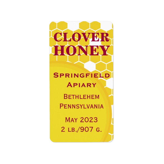 Etiqueta Clover Honeycomb Honey Jar (Frente)
