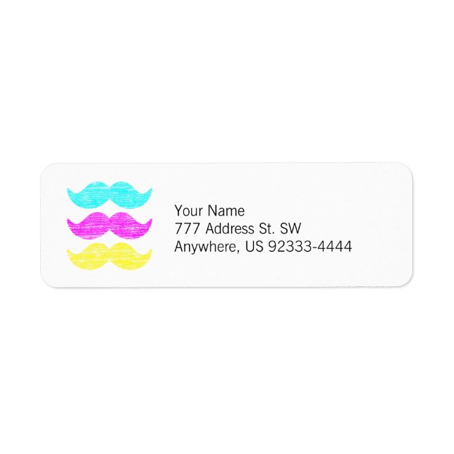 Etiqueta CMY Mustaches (estilo letterpress) (Frente)