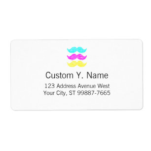 Etiqueta CMY Mustaches (estilo letterpress)