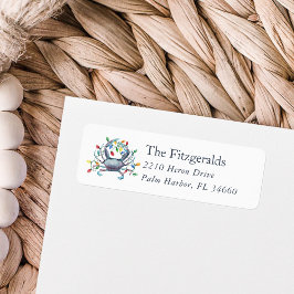 Etiqueta Coastal Crab Christmas Holiday Return Address