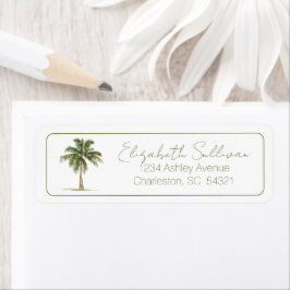 Etiqueta Coastal Palm Tree Personalized Return Address
