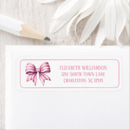 Etiqueta Coastal Pink and White Watercolor Bow Personalized