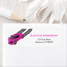 Etiqueta Coche de carreras rosadas | Dirección de devolució