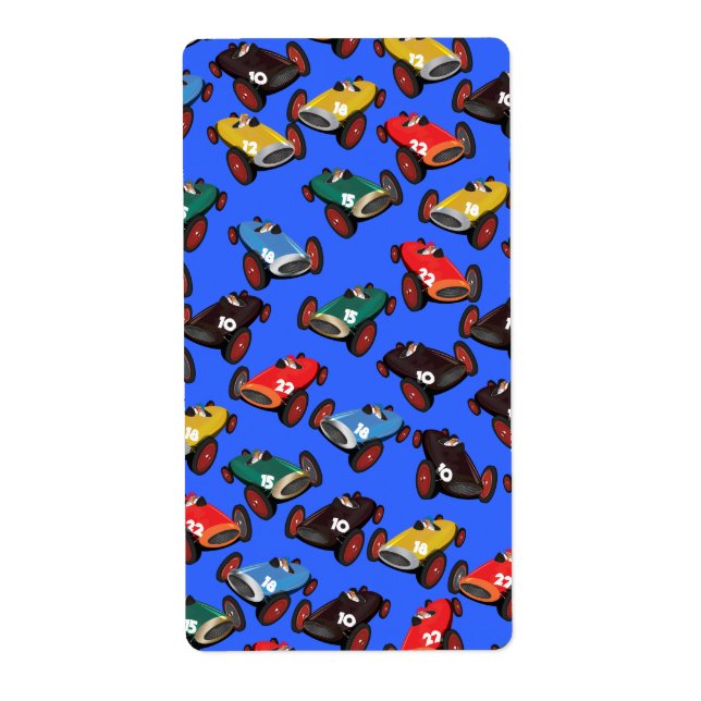 Etiqueta Coches de Carreras de época (Frente)