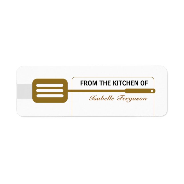 Etiqueta Cocina con espátula marrón (Frente)
