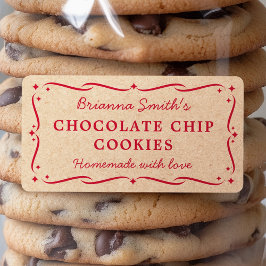 Etiqueta Cocina de cocción de cocción de Kraft rojo festivo