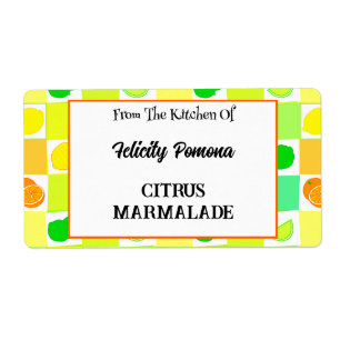 Etiqueta Cocina de limón, lima y naranja patrón de frutas c