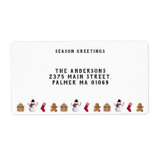 Etiqueta Cocina De Pan De Gingerbread Vintage Y Snowman